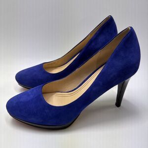 Cole Haan Women’s Blue Suede Round Toe Heels, Size 8B